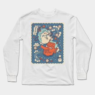 Tengu and Okame Japanese masks illustration Long Sleeve T-Shirt